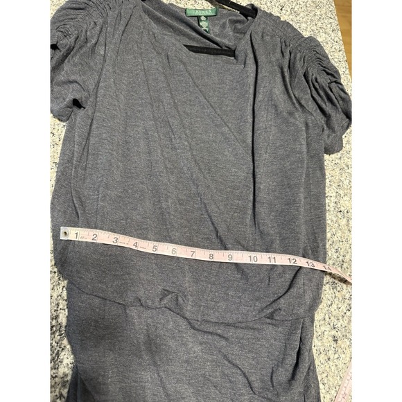 Lauren Ralph Lauren Size 12 Charcoal Gray  Gathered Cap Sleeves NWT - Picture 7 of 10